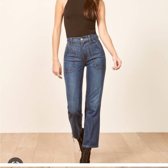 Reformation dark wash wide leg jeans - Picture 1 of 4